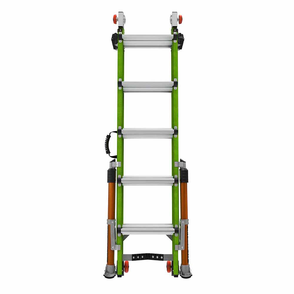 Little Giant 17102-001 CONQUEST ALL-TERRAIN, Model 22 - ANSI Type 1A - 300 lb Rated - Fiberglass Articulated Extendable Ladder with Adjustable Outriggers, Accessory Ports, Carry Handle, V-bar and TIP & GLIDE Wheels - 13