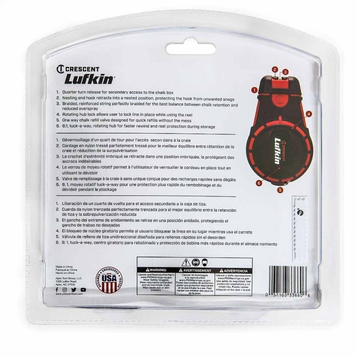 Crescent Lufkin CL100BA 100' Contractor Chalk & Reel with HardMark Blue Chalk - 4