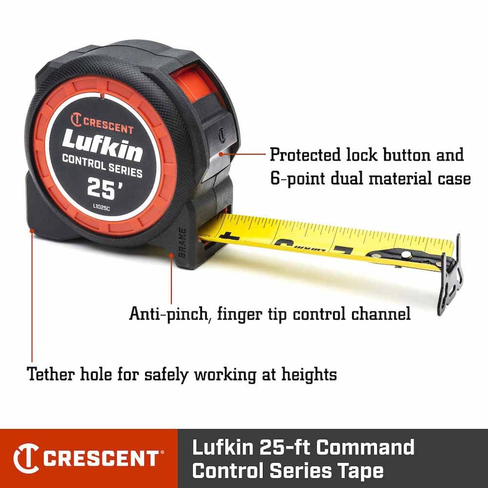 Lufkin L1025C-02 1-3/16" x 25' Control Series Yellow Clad Tape Measure - 5