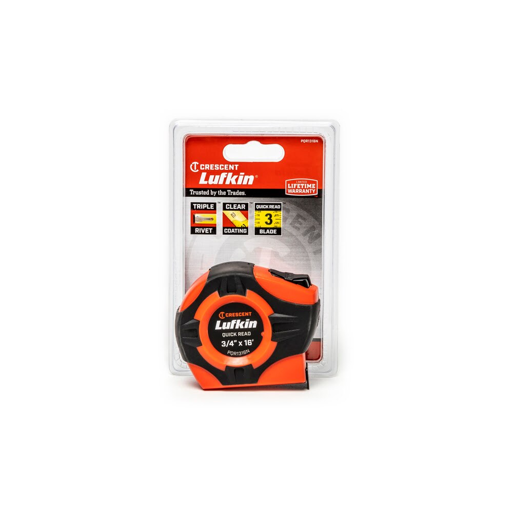Crescent Lufkin PQR1316N 3/4" x 16' Quickread Power Return Yellow Clad Tape Measure - 4