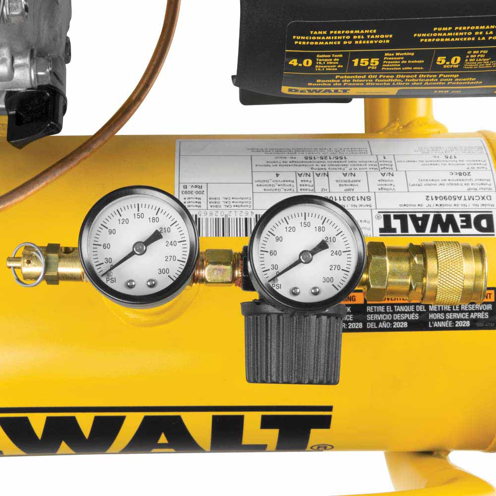 DeWalt DXCMTA5590412 4 Gal. Portable Honda Gas Powered Oil Free Direct Drive Air Compressor - 9