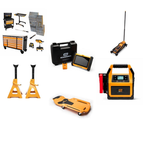 GearWrench MEGAMOD1268 Master Set Kit W/ FREE Scanner, Floor Jack, Jack Stands, Creeper and Jump Starter