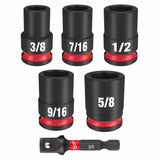 Milwaukee 49-66-7035 3/8" Drive 6pc SAE Standard Impact Socket Set