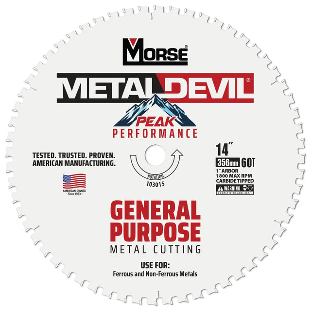 MK Morse 103015 CSM1460GPC 14" 60 Tooth Carbide Tipped Circular Saw Blade for General Purpose Metal Cutting