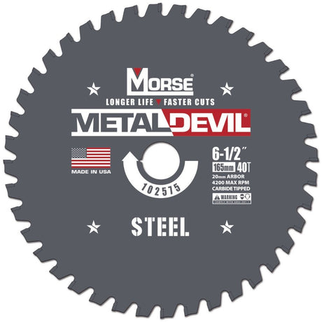 MK Morse CSM6504020FSC 6-1/2" 40T ST 20MM Circular Saw Blade