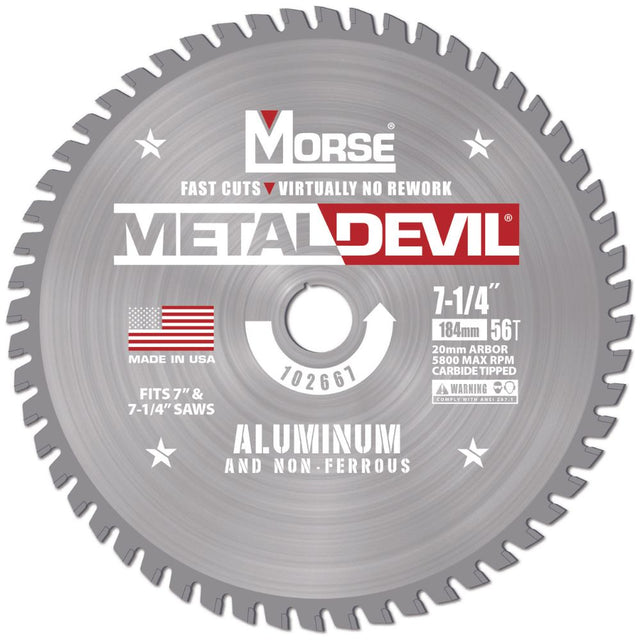 MK Morse CSM7255620FNFC 7-1/4" 56T NF 20MM Circular Saw Blade