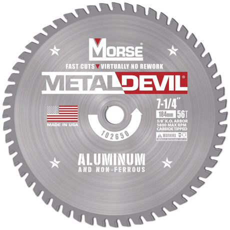 MK Morse CSM7255658FNFC 7-1/4" 56T NF 5/8 Circular Saw Blade