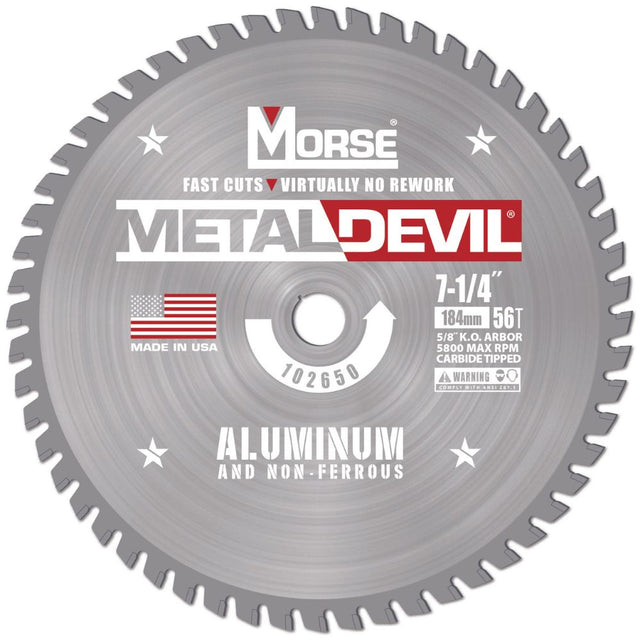 MK Morse CSM7255658FNFC 7-1/4" 56T NF 5/8 Circular Saw Blade