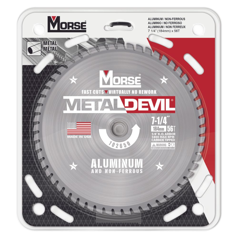 MK Morse CSM7255658FNFC 7-1/4" 56T NF 5/8 Circular Saw Blade - 2