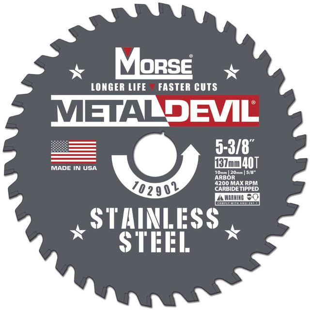 MK Morse CSM53840FSSC 5-3/8" 40T SS Circular Saw Blade