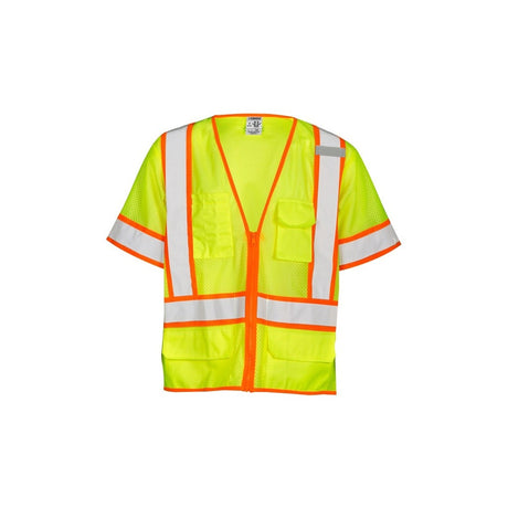 ML Kishigo 1242-XL Rosendin Lime ANSI Type R Class 3 6 Pocket Contrast Mesh Safety Vest XL
