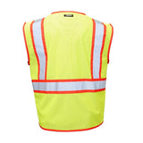 ML Kishigo 1595-2X Class 2 Reflective Color Contrast Safety Vest with Zipper and Pockets, Lime/Red, 2X (Each) - 2