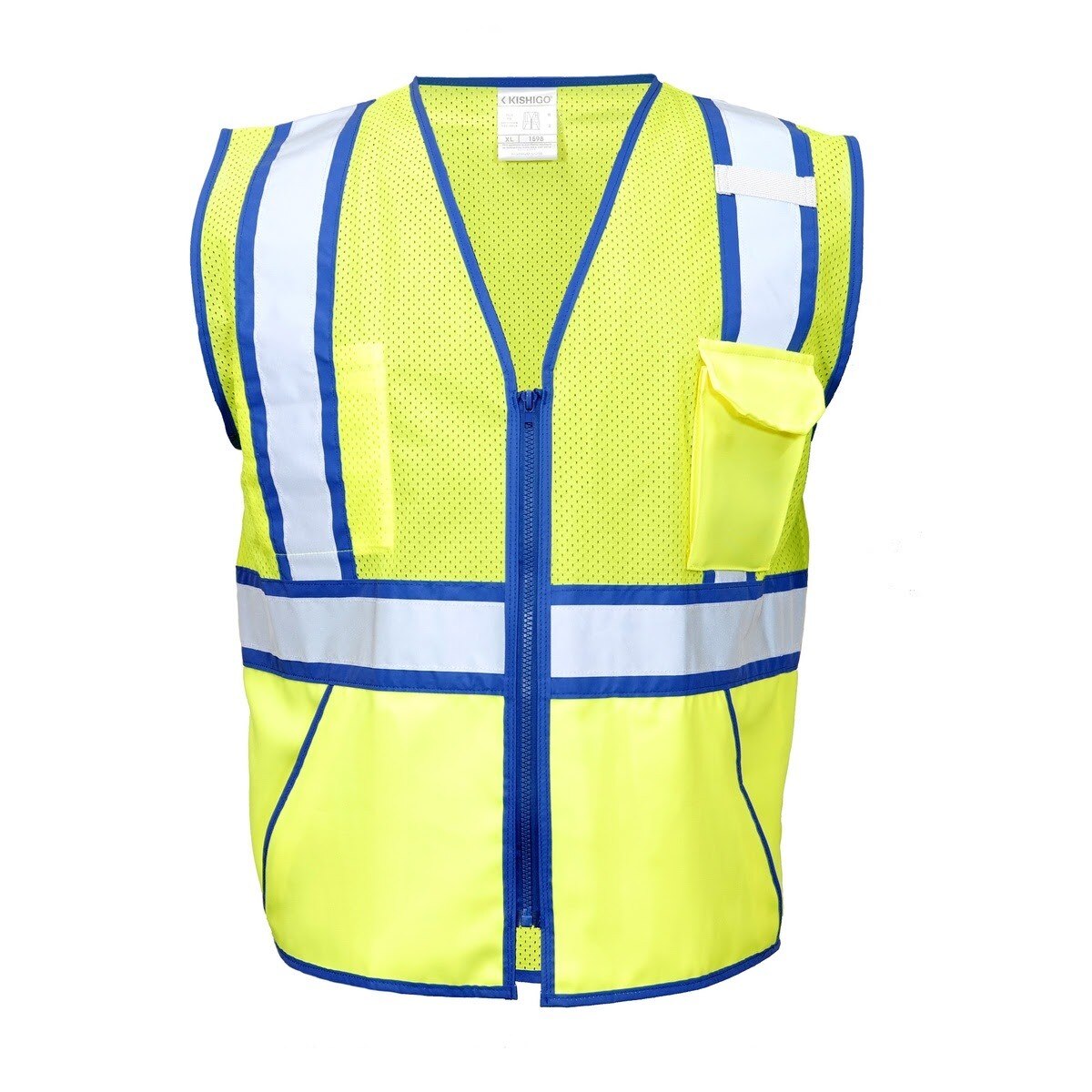 ML Kishigo 1598-L Class 2 Reflective Color Contrast Safety Vest Lime Royal Blue Size L (1 Each)