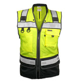 ML Kishigo 1820-3X Tool Tethering Safety Vest ANSI Class 2 Lime Black 3X (1 Each)