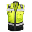 ML Kishigo 1820-M Premium Tool Tethering Safety Vest with 54" Max Tether Length ANSI Class 2 Lime Black Size M (Each)