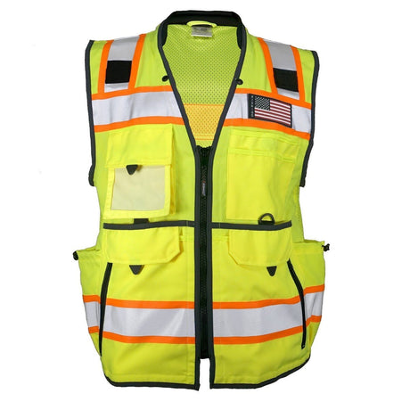 ML Kishigo 1823-5X Mens Ultimate Construction Safety Vest Class 2 Lime Black Size 5X (Each)