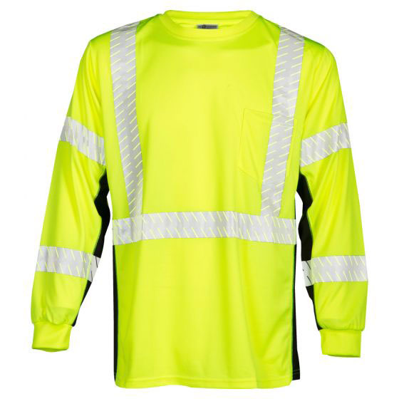 ML Kishigo 9134-XL Lime Class 3 Black Series Long Sleeve T-Shirt, X-Large
