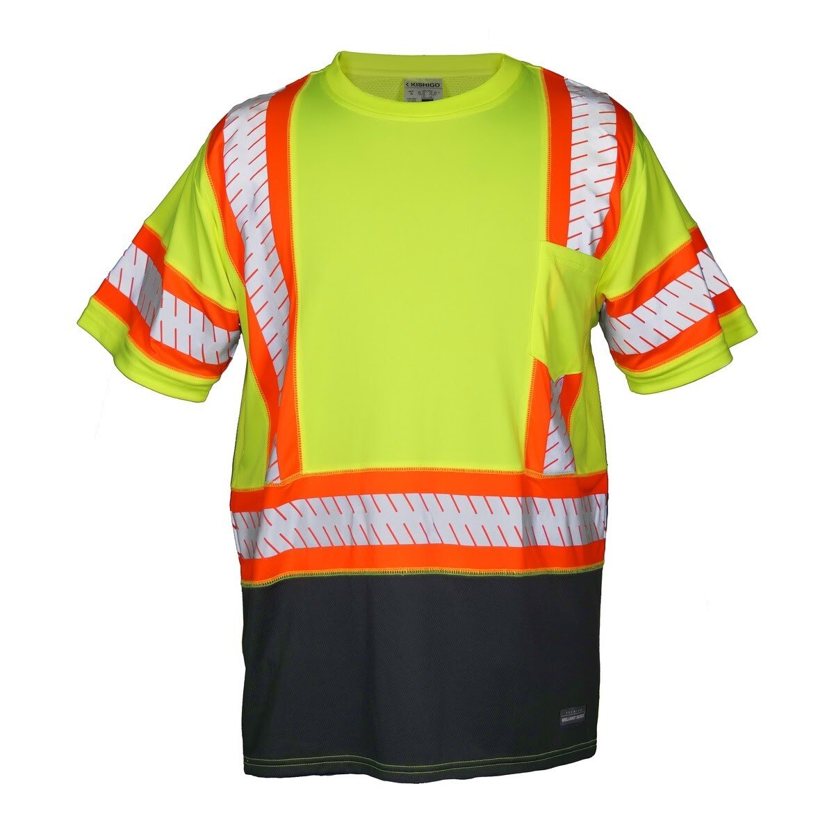 ML Kishigo 9179-3X Premium Brilliant Class 3 Contrast Short Sleeve Hi-Vis T-Shirt Lime Black 3X