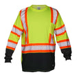 ML Kishigo 9181-L Class 3 Long Sleeve Hi Vis T-Shirt in Lime Black with 2" Reflective Striping (1 Each)