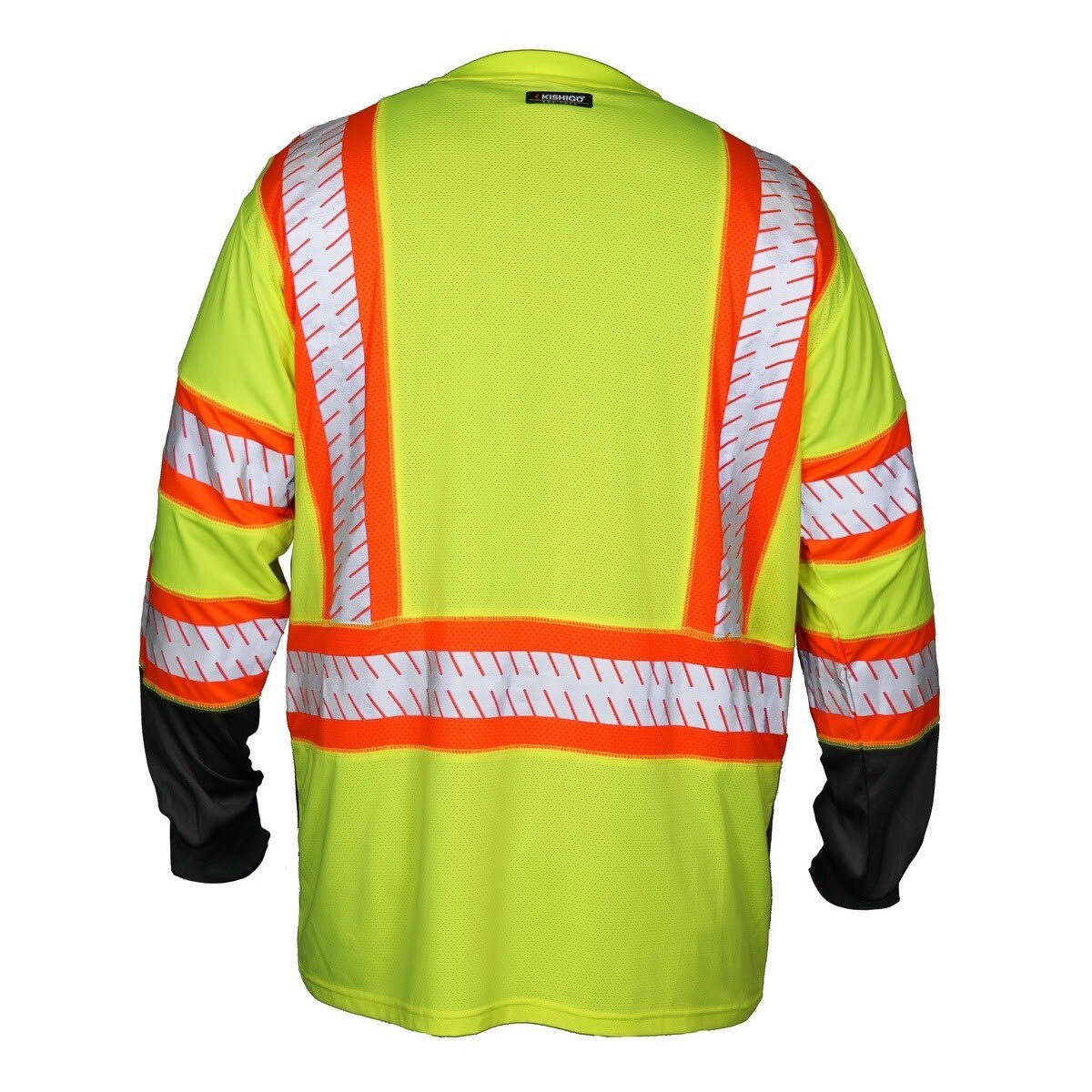 ML Kishigo 9181-L Class 3 Long Sleeve Hi Vis T-Shirt in Lime Black with 2" Reflective Striping (1 Each) - 2