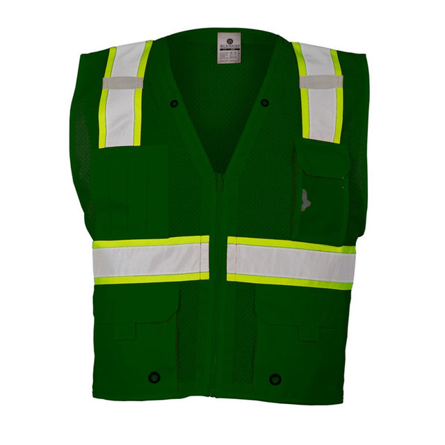 ML Kishigo B104-2X-3X Multi-Pocket Enhanced Visibility Mesh Safety Vest Green 2XL-3XL