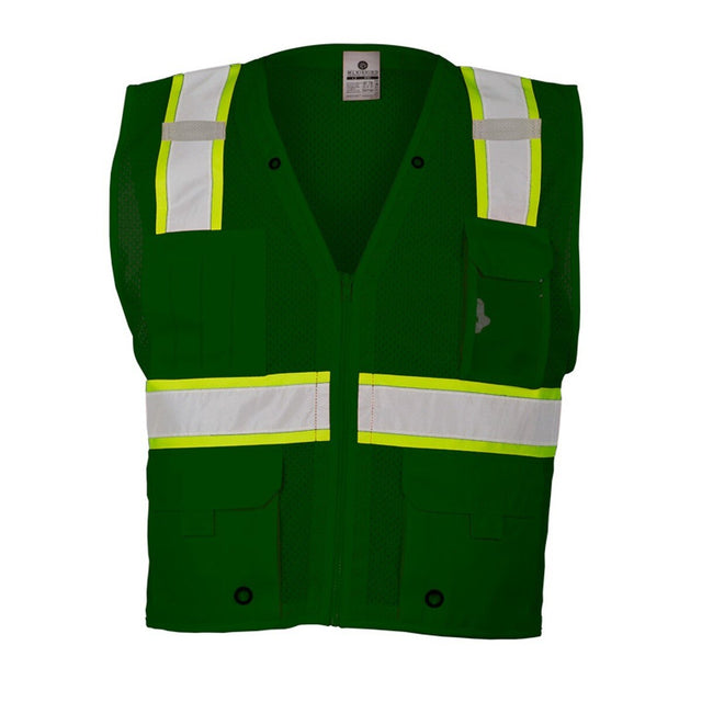 ML Kishigo B104-L-XL Enhanced Visibility Multi Pocket Mesh Vest Green Lime Non ANSI Large X Large