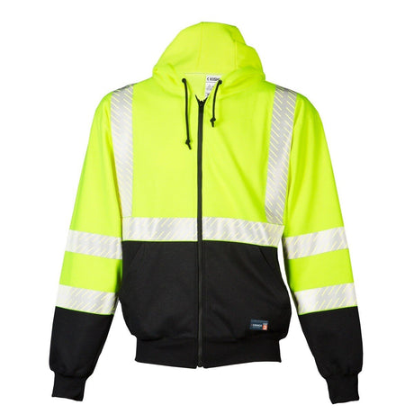 ML Kishigo F507-L Class 3 Hi-Vis FR Full-Zip Hoodie 27 cal/cm2 Lime Large