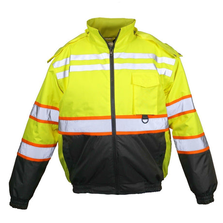 ML Kishigo JS156-3X Class 3 Economy Contrast Bomber Jacket Lime Black 3X (1 Each)