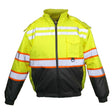 ML Kishigo JS156-XL Hi-Vis Bomber Jacket with Detachable Hood Lime Black ANSI Class 3 (1 Each)