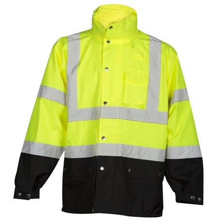 ML Kishigo RWJ102-2X-3X Storm Cover Rainwear Jacket Lime ANSI 107 Type R Class 3 Size 2X 3X