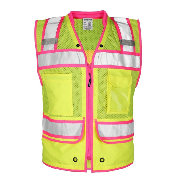 ML Kishigo S5046-XL Color Contrast High Performance Surveyors Safety Vest Lime Pink ANSI Class 2 XL (Each)
