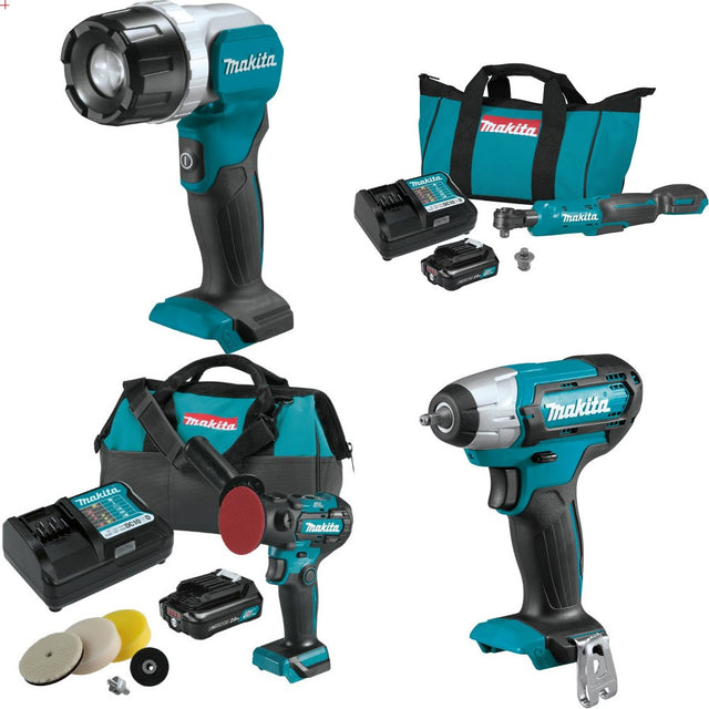 Makita ML106 Flashlight Kit W/ Ratchet and Polisher/Sander and Impact Wrench