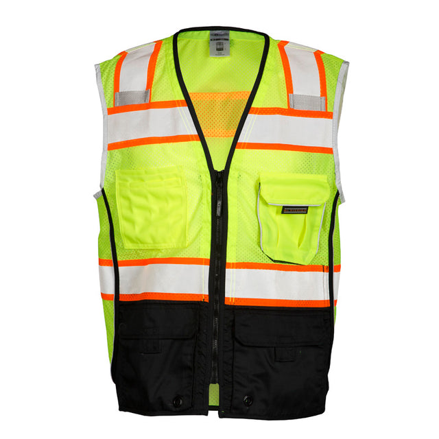 ML Kishigo 1515-XL XL Lime Premium Black Series Black Bottom Vest