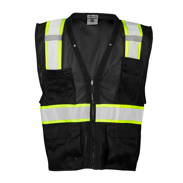 ML Kishigo B100-L-XL L-XL Black Enhanced Visibility Multi Pocket Mesh Vest