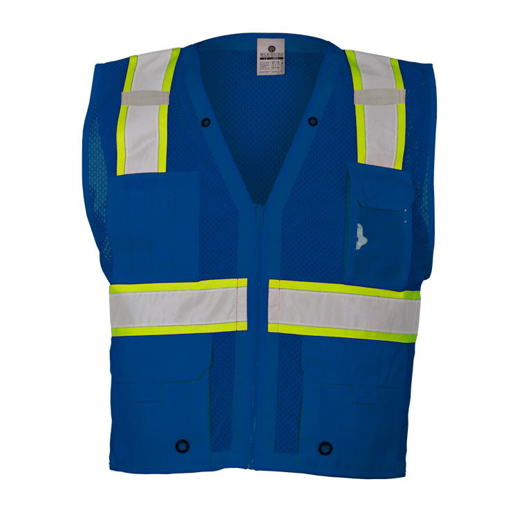 ML Kishigo B102-4X-5X 4X-5X Blue Enhanced Visibility Multi Pocket Mesh Vest