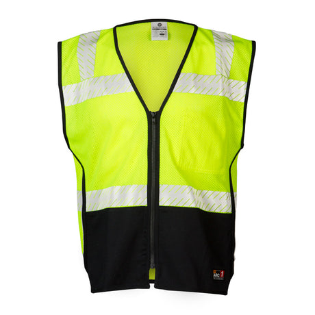 ML Kishigo FM410-3X 3X Lime Flame Resistant Premium Black Series Mesh Vest