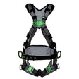 MSA 10195133 V-FIT Constr. Harness, XS, Back&Hip D-Ring,Quick C Leg Strap