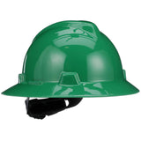 MSA 475370 V-Gard Slotted Full-Brim Hat w/Fas-Trac III Suspension, Green