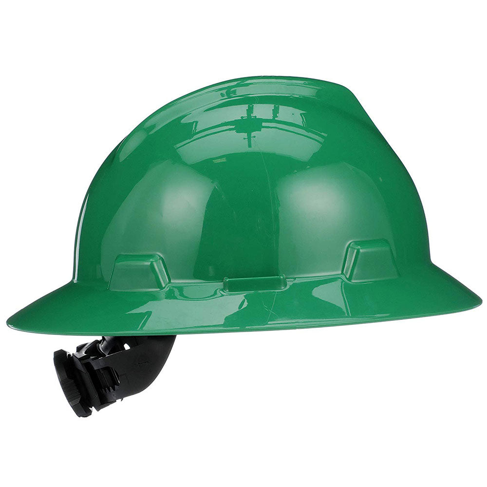 MSA 475370 V-Gard Slotted Full-Brim Hat w/Fas-Trac III Suspension, Green - 3