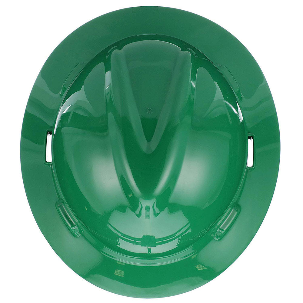 MSA 475370 V-Gard Slotted Full-Brim Hat w/Fas-Trac III Suspension, Green - 6