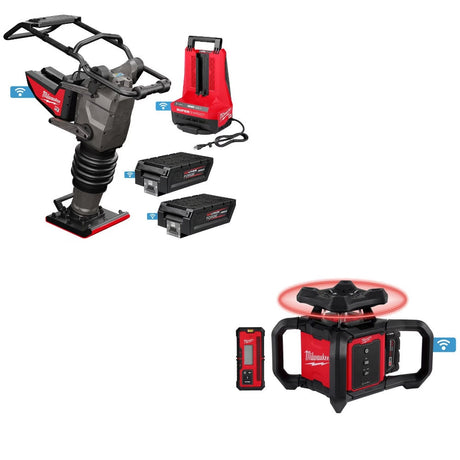 Milwaukee MXF270-2HD 70kg Rammer Kit W/ FREE 3701-21 Rotary Laser Kit
