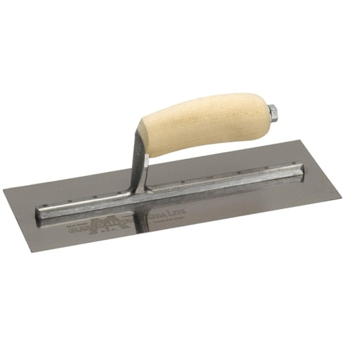MarshallTown MXS4SS 12145 - 11 1/2 X 4 3/4 SS Finishing Trowel Curved Wood Handle