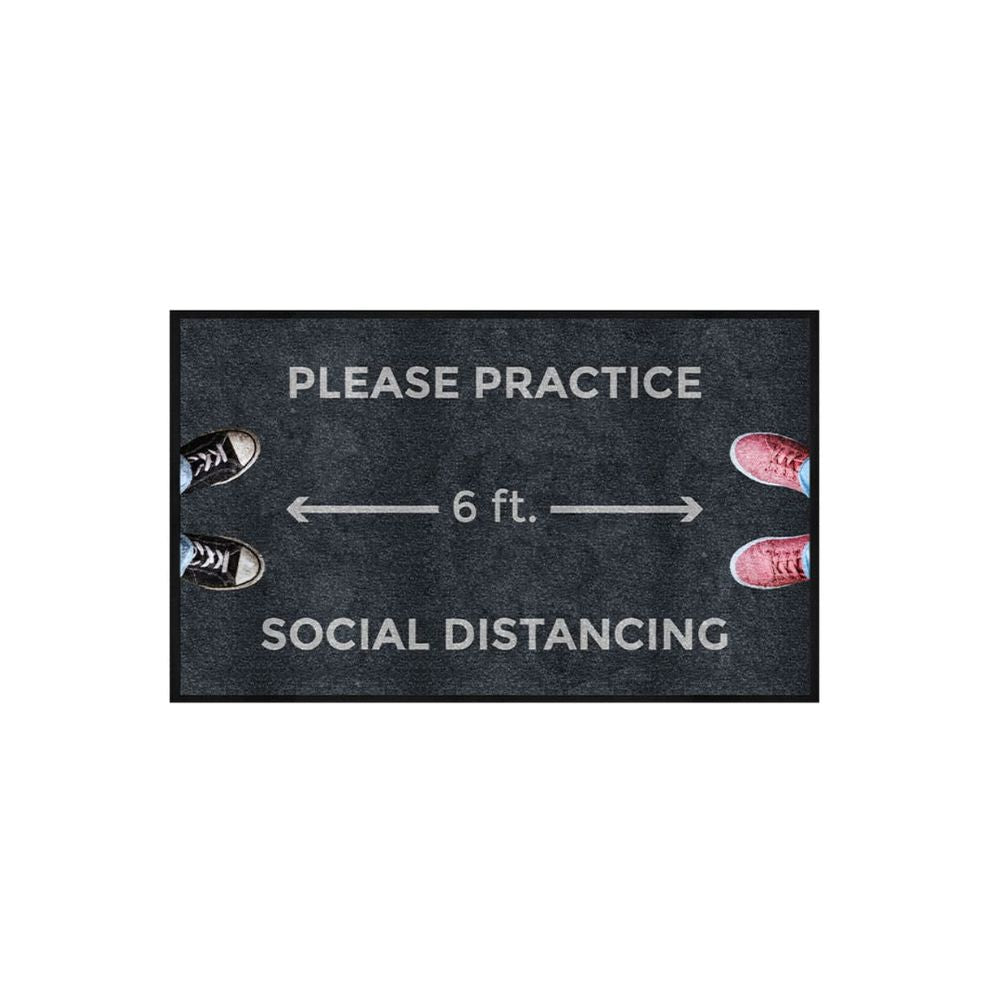 M+A Matting 3024242-825135140 Message Mat - Please Practice Social Distancing 3'x5'