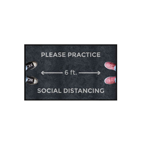 M+A Matting 3024242-825135140 Message Mat - Please Practice Social Distancing 3'x5'