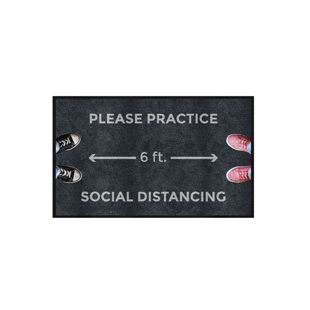 M+A Matting 3024242-825135140 Message Mat - Please Practice Social Distancing 3'x5'