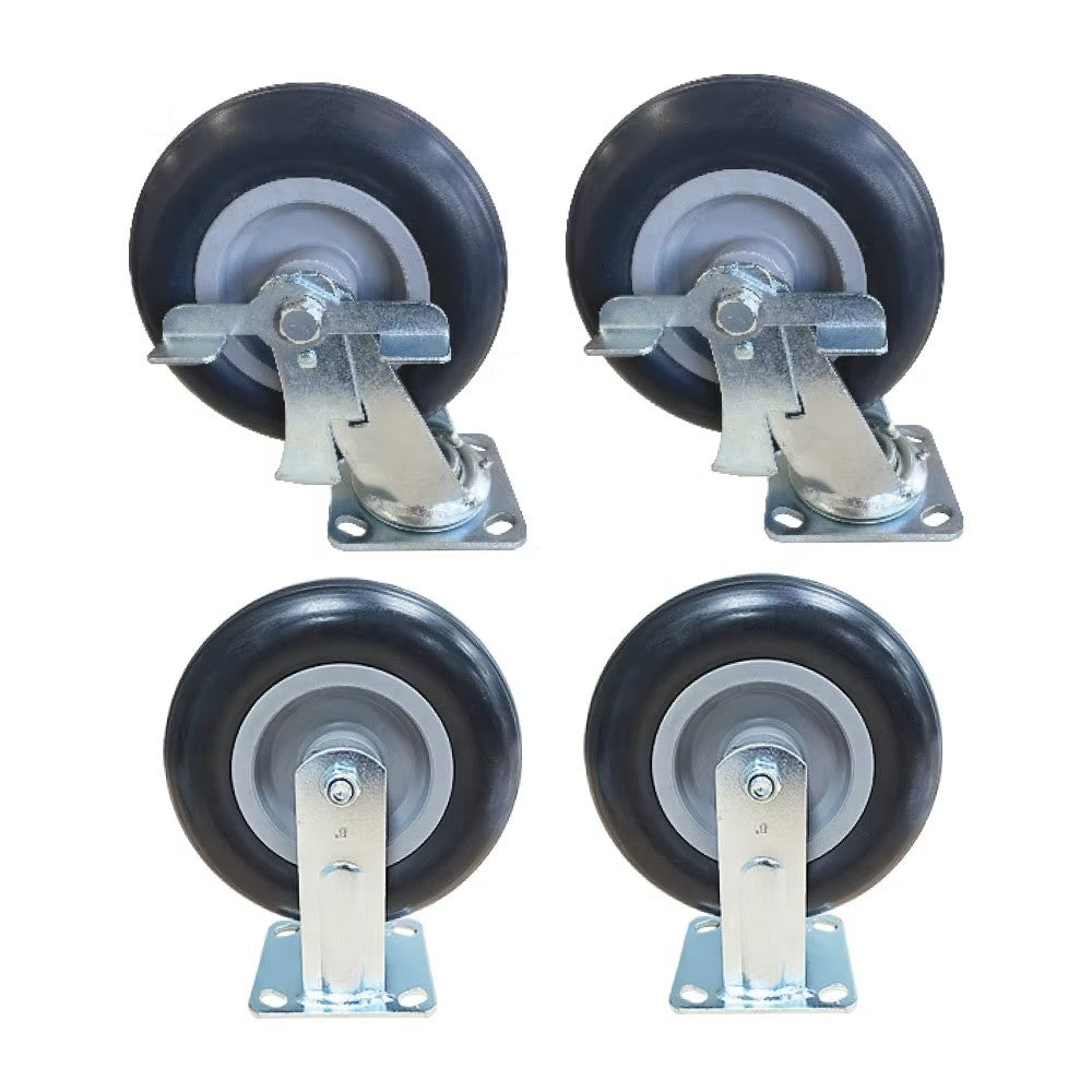 Magnum Tool CARTA-A8N 8" Flat Free Utility Cart Caster Kit 2 Swivel Brakes 2 Fixed (4 Casters)