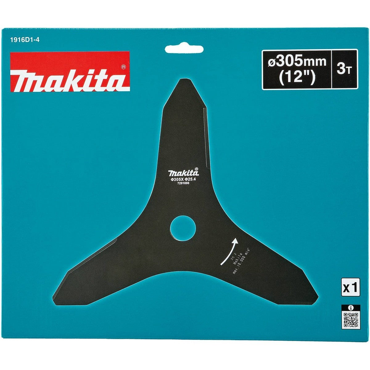 Makita 1916D1-4 12" 3-Tooth Steel Reversible Brush Cutter Blade for Brush Cutters and Trimmers - 2