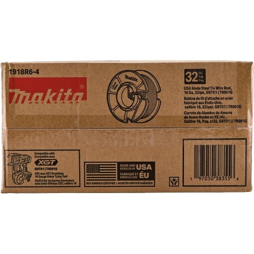 Makita 1918R6-4 USA Made 16 Gauge Steel Tie Wire Reels for GRT01 Rebar Tying Tool (32 Pack) - 4
