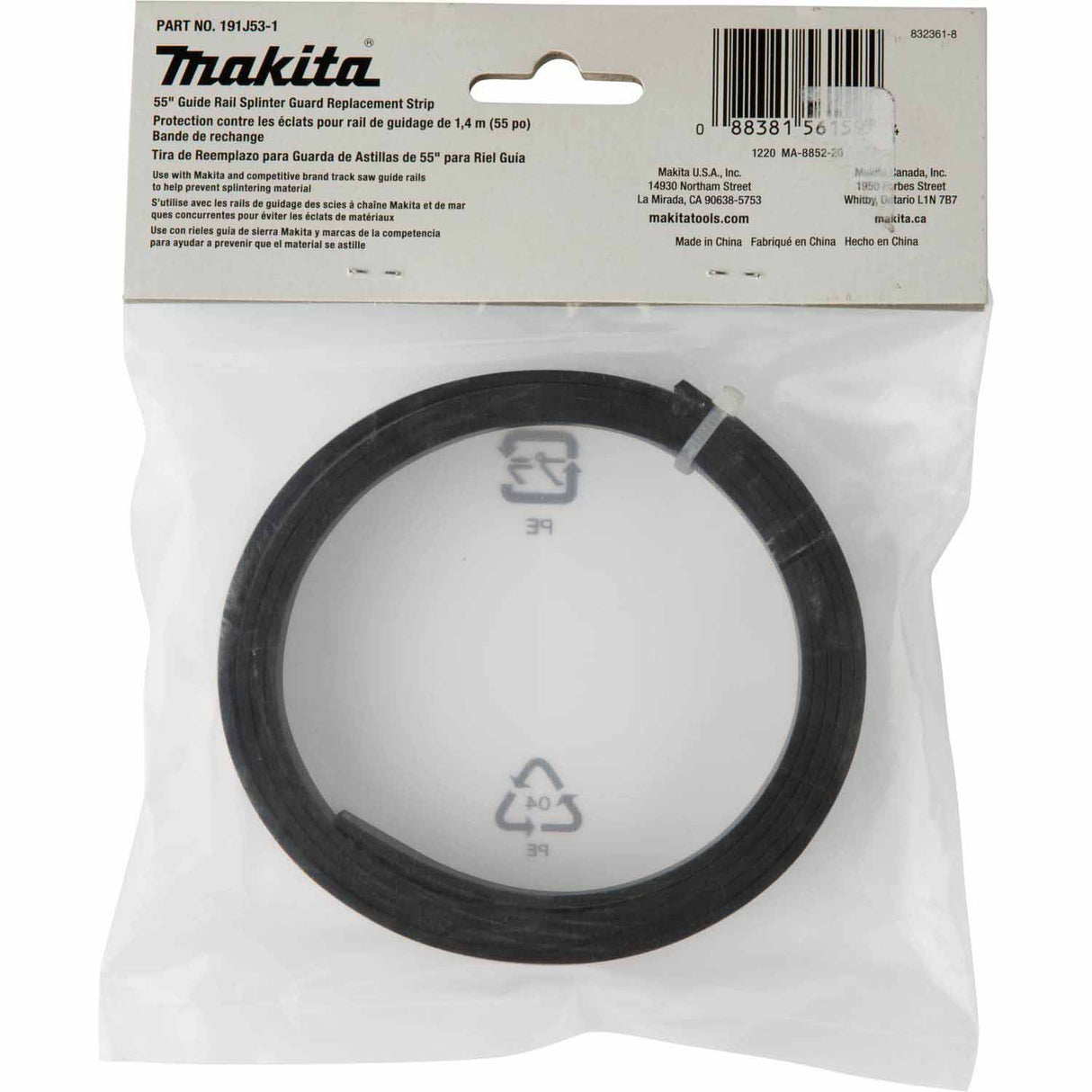 Makita 191J53-1 55" Guide Rail Splinter Guard Replacement Strip - 2