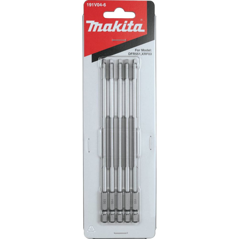 Makita 191V04-6 #2 Square Power Bit, 6-1/8", 5/pk - 3